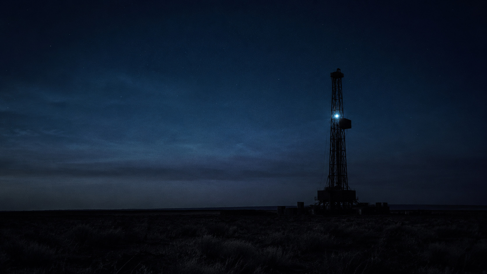 Drilling rig at blue hour